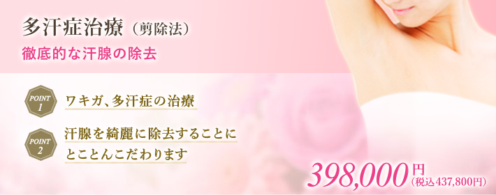 剪除法（アポクリン線・エクリン線除去）で効果的なワキガ、多汗症治療